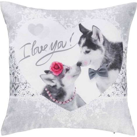 Housse de coussin 40 x 40 cm Husky love (1/3)