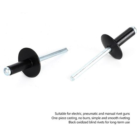 200 pièces coffret rivets pop aveugles aluminium noir fixations assortiment 3,2/4,0/4,8 mm (1/5)