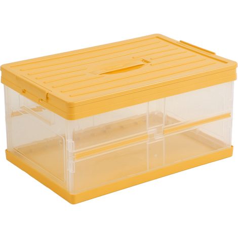 Grand coffre de rangement pliable organiseur de siège pour voiture maison voyage extérieur, jaune, grande capacité (1/5)