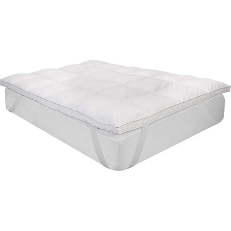 What the Sleep – Topper Materasso 140x190 cm Piumine 100% - 5 cm Altezza - Ultra Morbido, Traspirante, Imbottito - Coprimaterasso Comfort Hotel - Marca Europea (1/5)