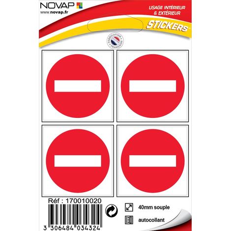 Planche de 4 poses Ø 40mm Sens interdit - 4034324