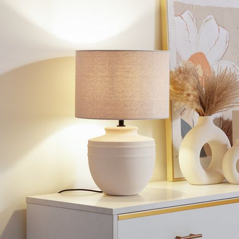 [GEBRAUCHT] B-Ware Lindby Tischleuchte Lampe Thalassia LED Tischlampe Leuchte beige Ø30cm 45,5cm (1/2)