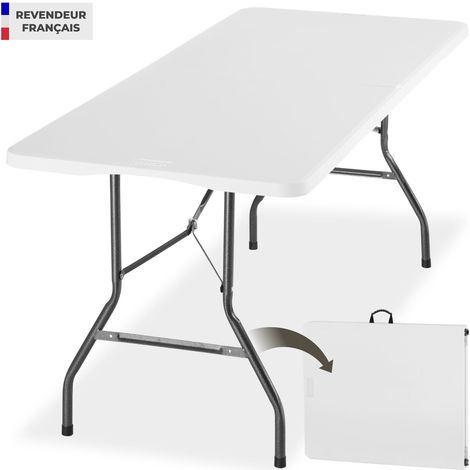 Table camping pliante, résistante, portable, blanc 180x70x74cm (1/5)