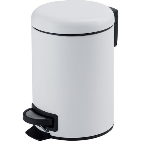 Pattumiera Bagno Rotonda Apertura A Pedale Da 5 Litri Bianca Soft-Close Acciaio Inox  Papaya