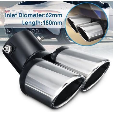Vtizikl Cache D'échappement Pot D'échappement Universel Silencieux Double Cache D'échappement En Acier Inoxydable Finition Chrome (1/4)