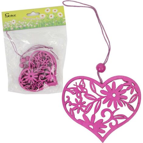 Set di 3 ciondoli a forma di cuore in legno per Pasqua. (1/2)