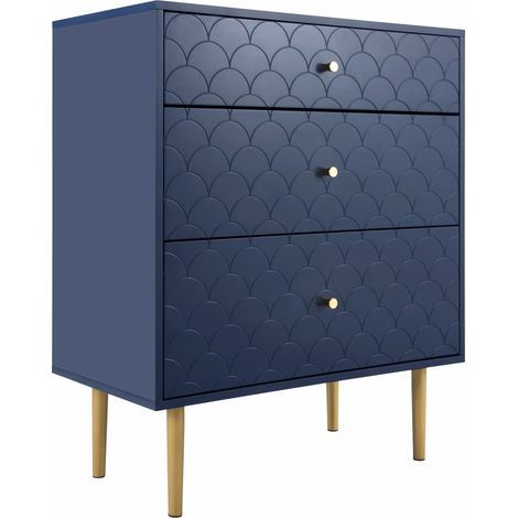 Cassettiera con 3 cassetti blu navy 75 x 40 x 89 cm in legno e metallo HOMVRA (1/5)