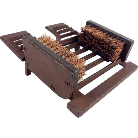 Relaxdays boot scraper with brushes, cast iron, for shoes & boots, entrance, garden, brown (1/5)