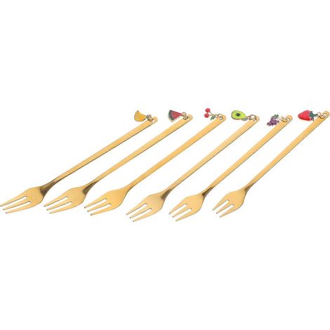 Ensemble de 6 pièces doré pour desserts compatibles avec les fruits et les desserts. (1/5)