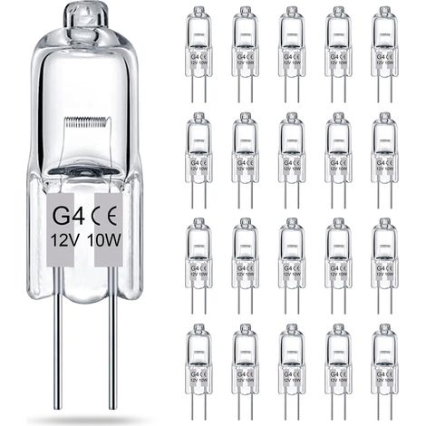 AUTRUCKER 20 ampoules halogènes G4, ampoules à deux broches, ampoules de rechange, perles LED halogènes G4 transparentes basse tension, 12 V, 10 W (1/5)