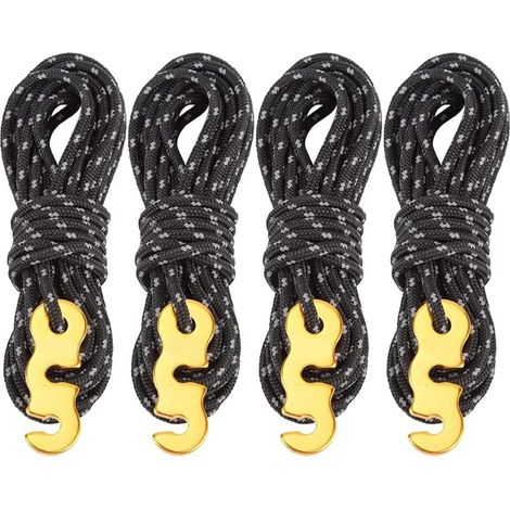 Cordes Réfléchissantes Tente Lot de 4 4m Nylon avec Tendeur Aluminium, Camping Randonnée (1/5)