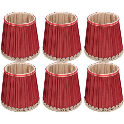 Petit abat-jour en tissu rouge vin bord doré, pour lustre de Table E14, applique murale (1/4)