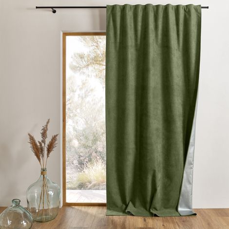Rideau thermique et occultant accroche 3-en-1 LUZ Vert Olive 140x260 cm