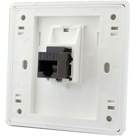 Female to female CAT6 Gigabit dual-pass RJ45 LAN network wall outlet, right-hand side, 86x86mm, 1 pc (1/5)