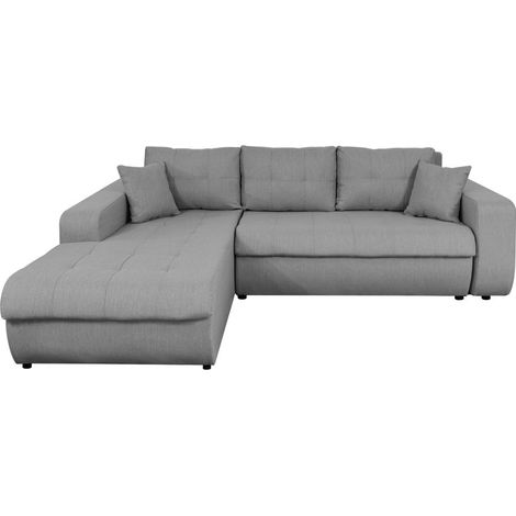 Canapé d'angle convertible 4 places en tissu – Large méridienne – Dimensions 246 x 188 x 80 cm – Couchage 140 x 196 cm – Usinestreet (1/5)