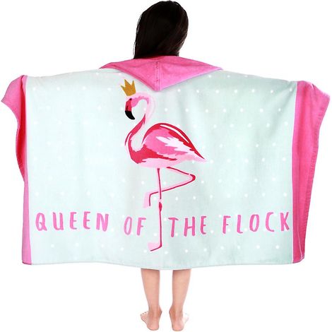 Flamingo Kinder-Badetuch mit Kapuze - Super saugfähiger Poncho für Pool/Strand - Schnelltrocknend (50 x 30) (1/5)