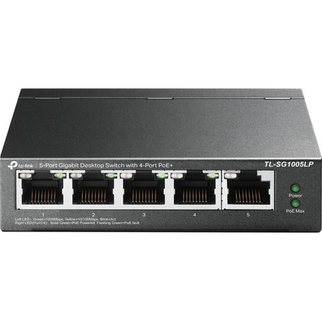 TL-SG1005LP switch No administrado Gigabit Ethernet (10/100/1000) Negro Energía sobre Ethernet (PoE)
