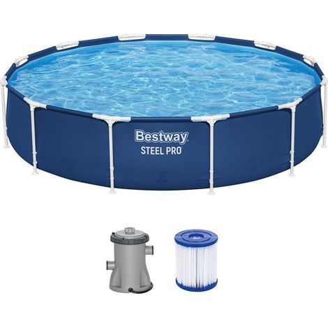 TrAdE Shop Traesio - Piscina Fuori Terra Steel Pro Con Struttura Pompa Filtro ø 366 X 76 Cm Rotonda 56681 - (1/5)