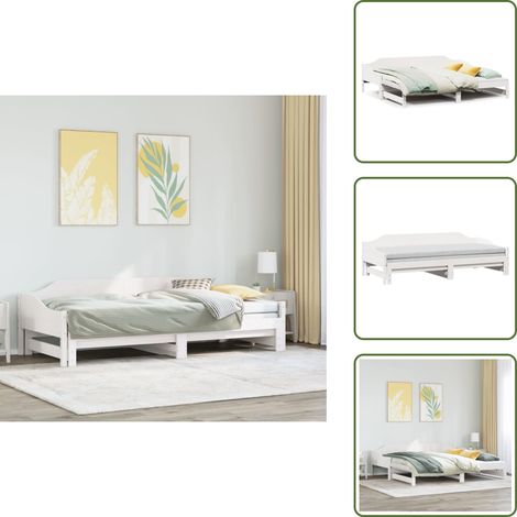 Divano letto 2 in 1 - vidaXL Divano Letto con Letto Estraibile Bianco 90x200cm Massello Pino - Letto con doghe
