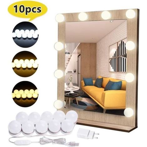 Lampe pour Miroir 10 LEDs - Lumière de Miroir - 10 niveaux de luminosité - 3 Couleurs (1/4)