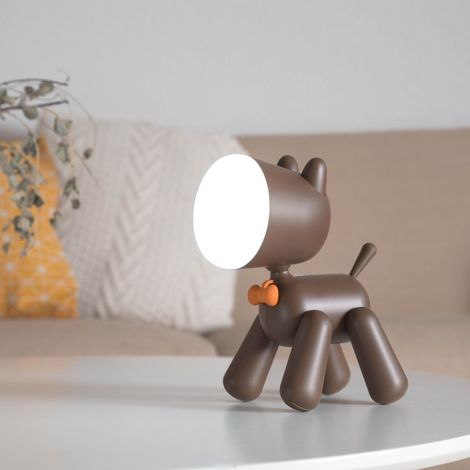 Lampe de chevet LED rechargeable pour enfants, design dessin animé, lumières marron et jaune, double vitesse, convient p (1/4)