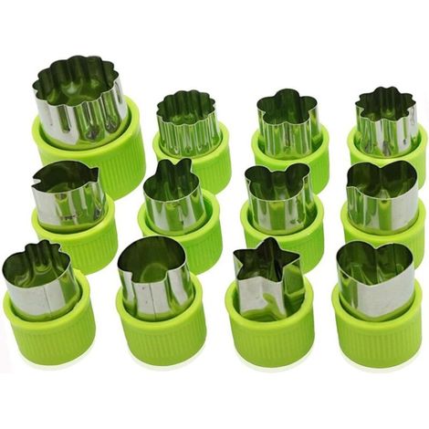 12 pièces Coupe-fleurs et légumes en acier inoxydable pour coupe-biscuits aux fruits et légumes-Fei Yu (1/5)