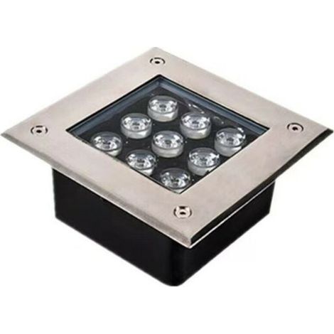 Bardusch-Lampadaire d'extérieur à encastrer carré LED en acier inoxydable Matériau étanche IP67 Forte capacité de charge Projecteur de sol à LED pour jardin, éclairage de bâtimentlumière blanche 6000K (1/5)