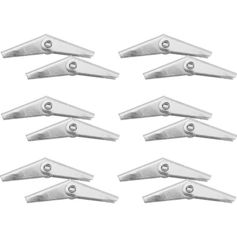 Chevilles à Bascule en Fer Galvanisé M8 Lot de 12 pour Plaques de Plâtre Ancrage Paroi Creuse, Teinte Argentée, Format Compact pour Bricolage et Réparations Mobiles (1/5)