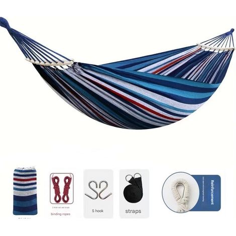 Hamac de Jardin avec Tige en Bois, hamac Confortable Portable avec Accessoire de Ceinture pour terrasse intérieure/extérieure Garden Beach 260150 (1/5)