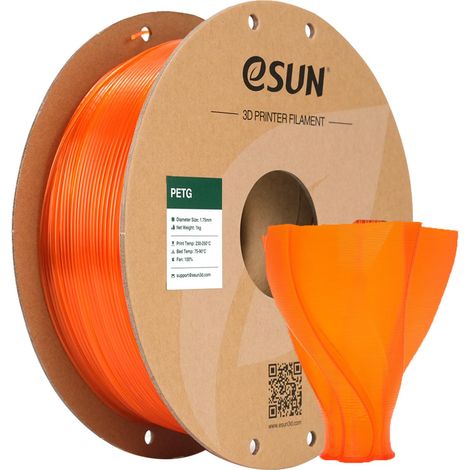 PETG Filament 1.75mm, Imprimante 3D Filament PETG, Précision Dimensionnelle +/- 0.05mm, 1KG Bobine (2.2 LBS) Filament d'impression 3D pour Imprimante 3D, Orange (1/5)