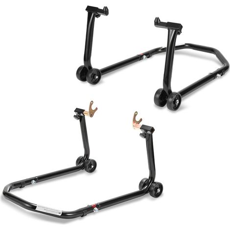 TolleTour Béquille d'atelier - Lot de 2 - Pour roues avant et arrière - Levage par les fourches noir (1/5)