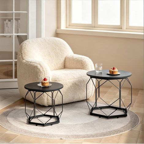 Set di 2 tavolini da salotto con contenitore, piani rimovibili, nero HAVRYA (1/5)