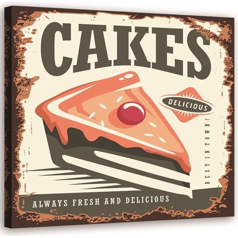 Tableau sur toile Panneau Vintage Cakes 40x40 (1/4)