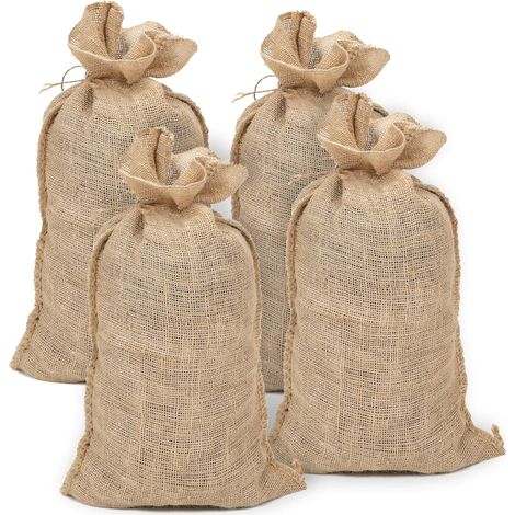 LaBlanc Sacs de jute de qualité supérieure, 4 grands sacs de jute - sacs de gravier de chantier - sacs de jute de pommes de terre - sacs de jute réutilisables - 60x100 cm