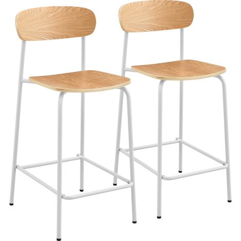 Lot de 2 chaises hautes en métal et bois blanc