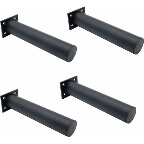 Lot de 4 pieds de meuble réglables en aluminium – Noir mat, 38 x 200 mm – Pour canapé, meuble TV et mobilier (1/4)