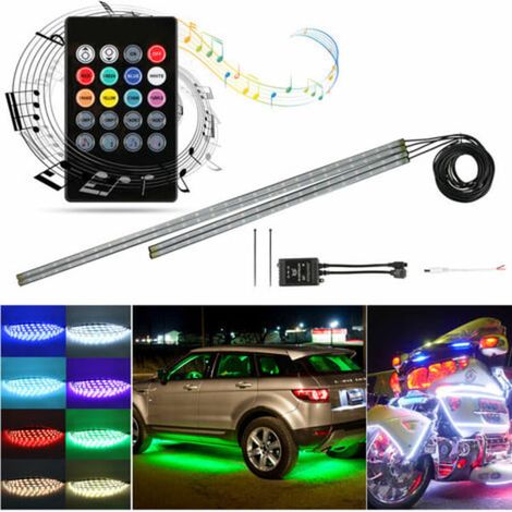 Kit 4 LED Néon Voiture, Bande Lumineuse Sous-Châssis RGB 5050 SMD, Tuyau Étanche Décoratif avec Activation Sonore, Éclairage d'Ambiance pour Auto (1/5)