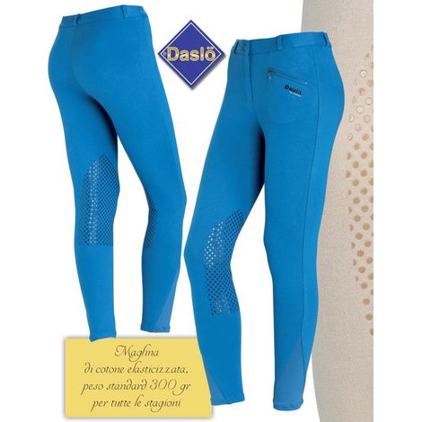 44, Blanc 01: Pantalon d'équitation femme idéal pour les 4 saisons en jersey de coton 300 g