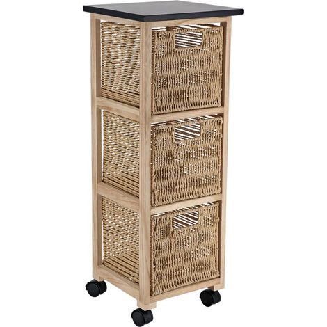 Mobile quadrato su ruote 3 cassetti carta pm paulownia struttura mdf pioppo - naturale - Tendance (1/3)