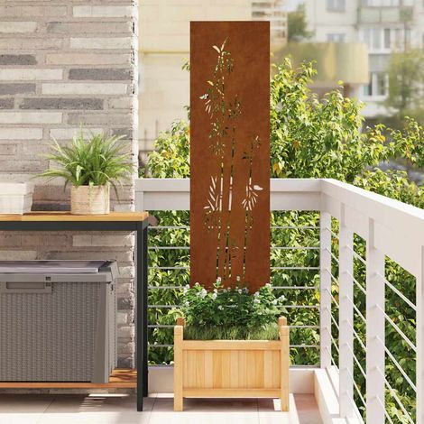 vidaXL Garden Privacy Screen Floral Rusty 32 x 140 cm Weathering Steel