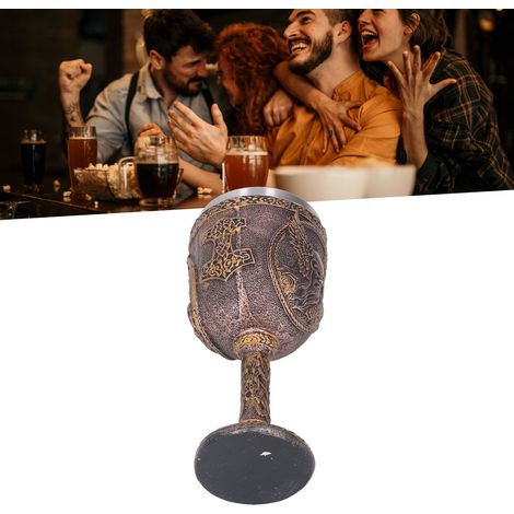 Hochwertiger Viking-Trinkbecher, Edelstahl-Innenseite und dekorative Harzbeschichtung, rustikaler und festlicher Stil für Zuhause, Küche und Bar – 17,3 x 7,8 cm, 313 g – 1 Stück (1/5)