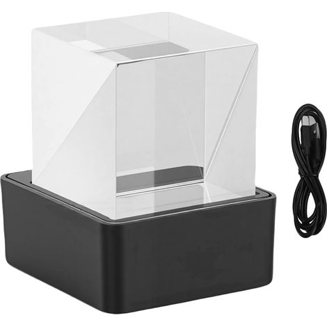 Reloj Meteorológico WiFi Cubo Holográfico con Animaciones GIF y Álbum de Fotos, Diseño Moderno en ABS Negro 113g – Ideal para Decoración de Oficina (1/5)