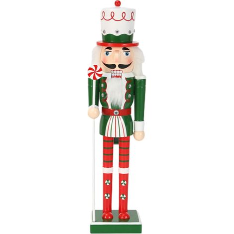 Casse-noisettes de Noël en bois peint à la main - 38 cm - Marionnette soldat debout - Artisanat de fête - Décoration de Noël - Fournitures de fête - Décoration de meubles (1/5)