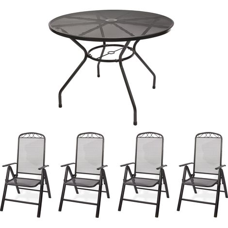 Gartenmöbel Set Metall 1x Tisch rund 100x72cm + 4x Stuhl Sitzgruppe Garnitur (1/5)