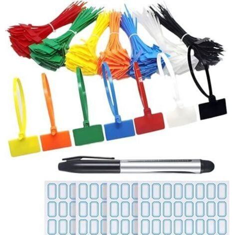 Attache Cable Colorées,250 Pièces Attaches Pour Marqueurs De Câble,Nylon Câble Zip Liens Etiquettes Serre-Câbles,Cable Mangament pour Maison,Bureau,Jardin,Garage,Atelier 150mm x 3mm (1/5)