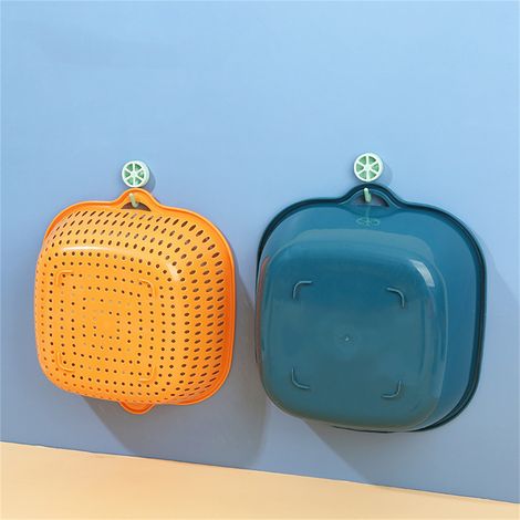 Passoire à fruits et légumes à plusieurs niveaux avec trou de suspension, bleu et jaune, 27,5 x 25 x 10 cm / 10,8 x 9,8 x 3,9 pouces (1/5)