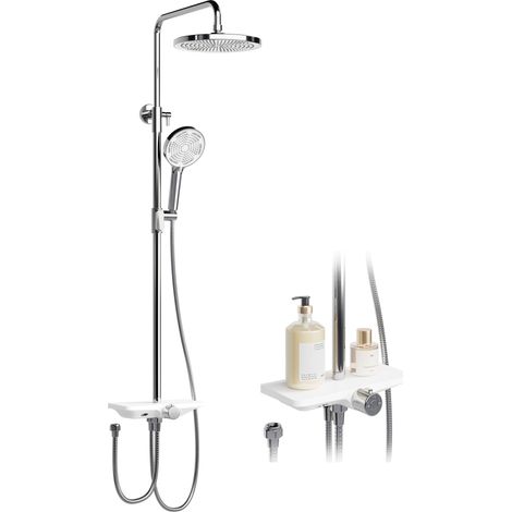 Colonne de douche pluie sans robinetterie avec étagère (1/5)