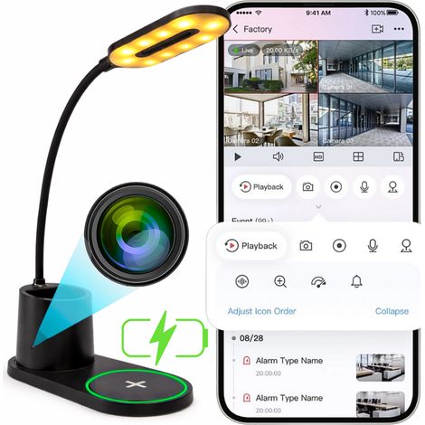 Mini telecamera in una lampada + caricabatterie WiFi WFLP62
