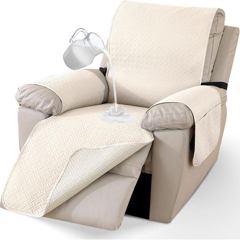Wasserdichter Sesselüberwurf 1 Sitzer mit Seitentaschen, Beige (1/5)