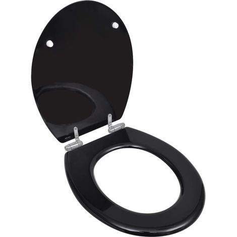 Sedile WC con coperchio a chiusura ammortizzata struttura in MDF nero 020002876